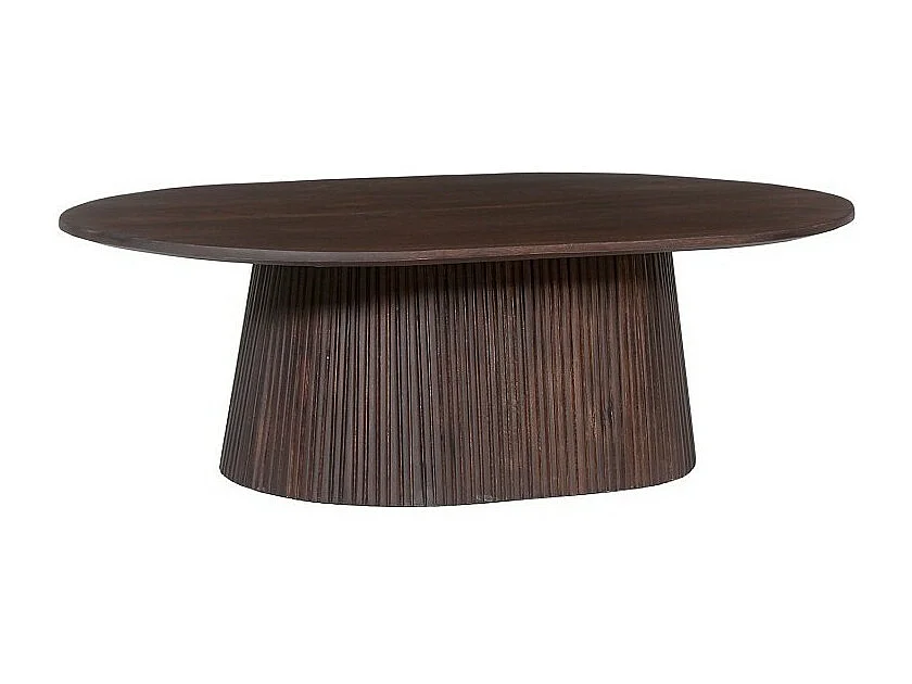 Ovaler Couchtisch MITCHEL – Dunkelbraunes exotisches Mangoholz 120x70 cm