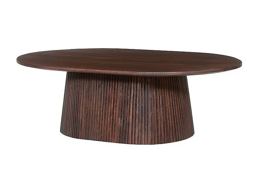 Table basse ovale collection MITCHEL en bois exotique de manguier brun foncé 120x70cm