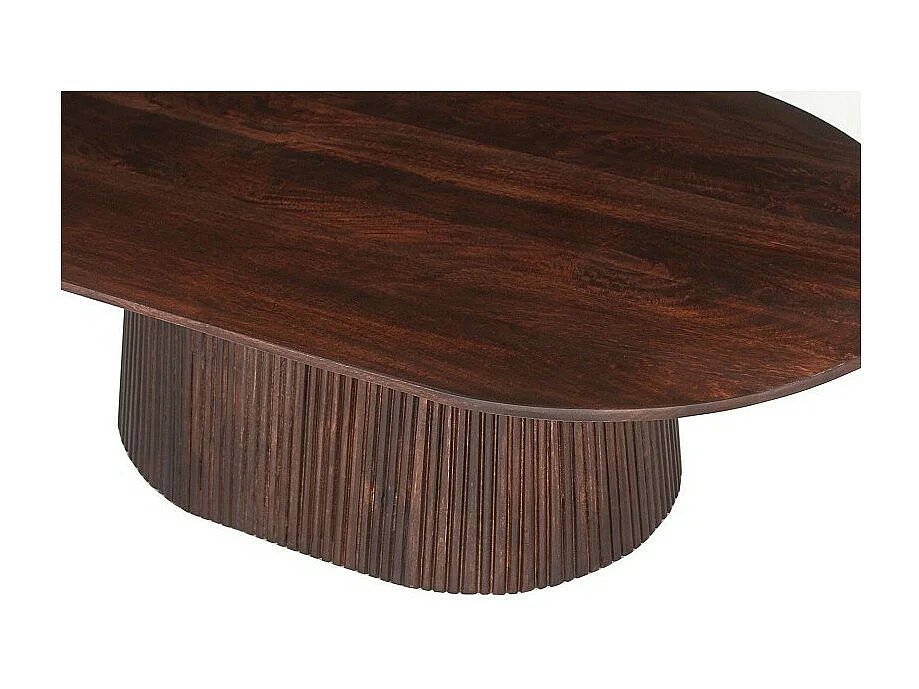 Table basse ovale collection MITCHEL en bois exotique de manguier brun foncé 120x70cm