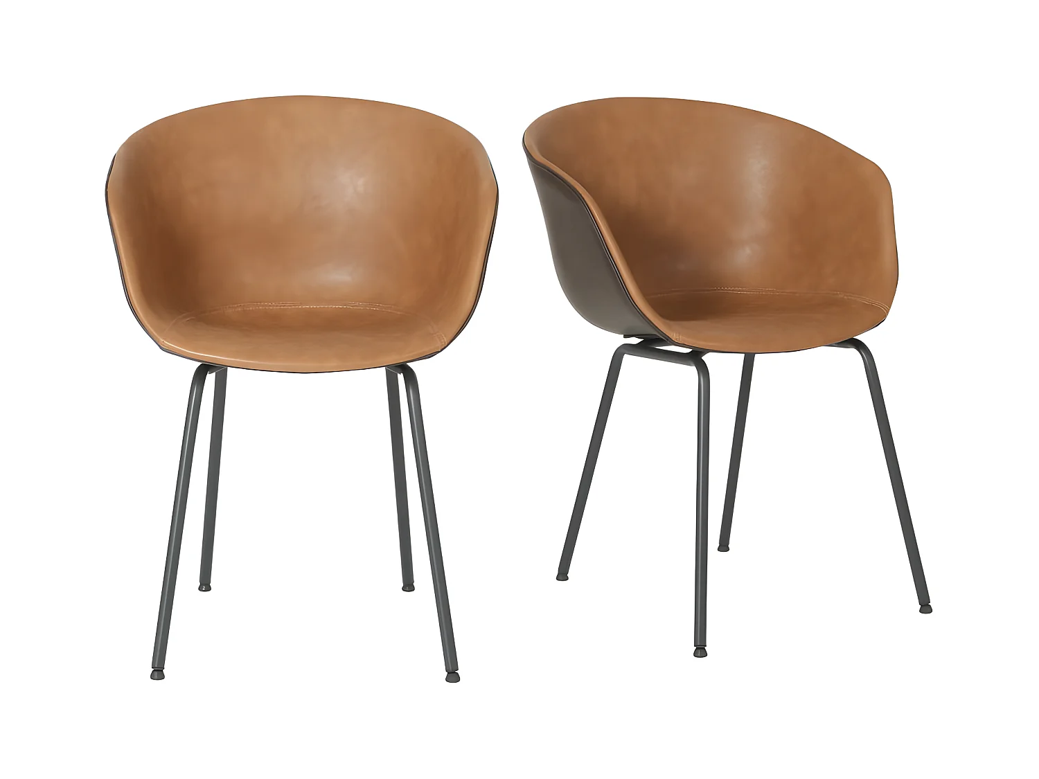 Lot de 2 chaises simili camel MANA