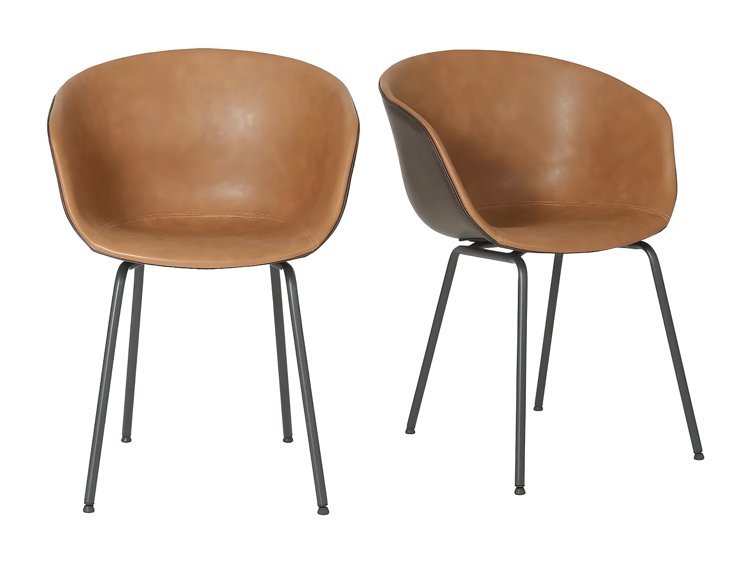 Lot de 2 chaises simili camel MANA