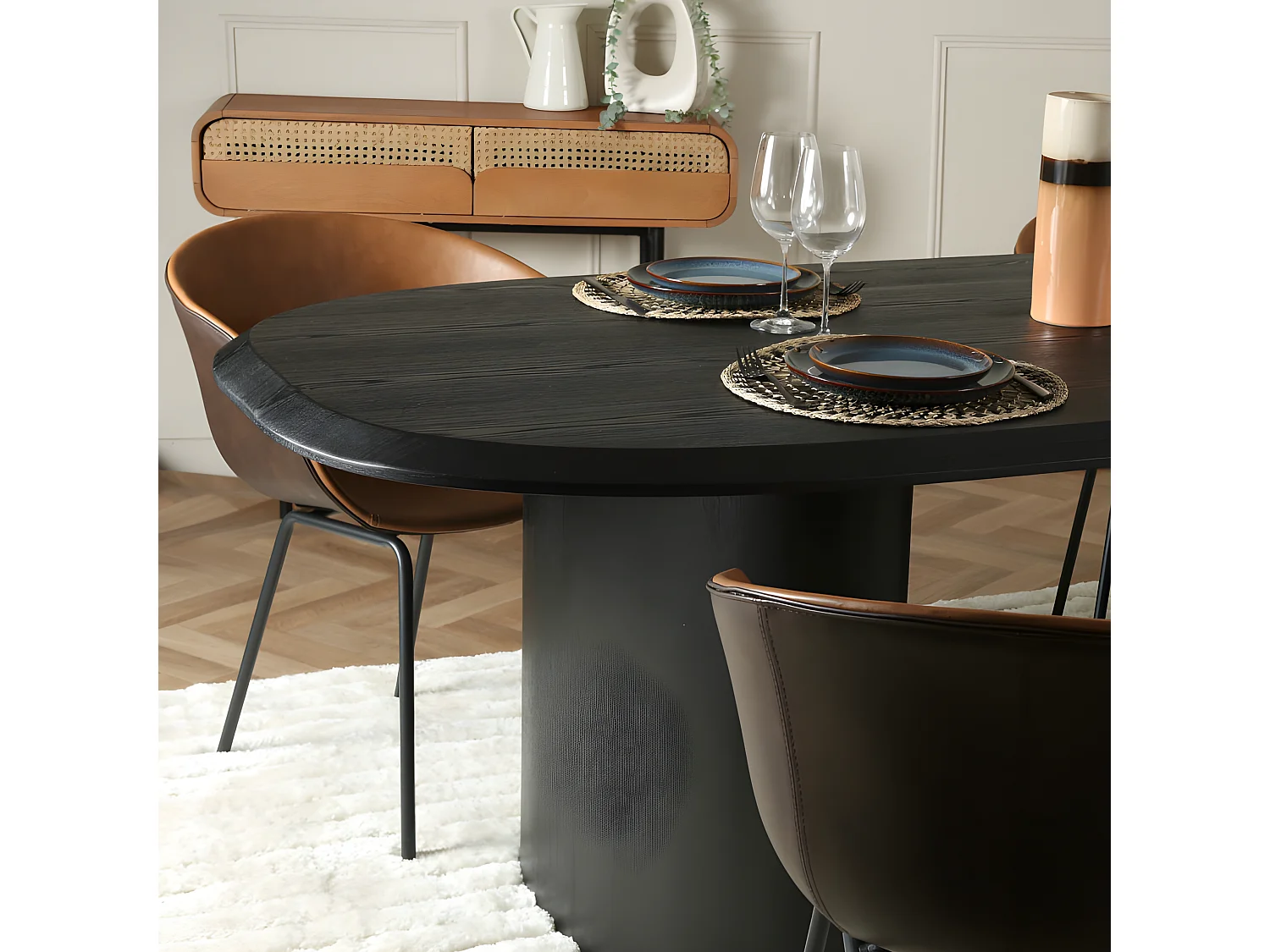 Lot de 2 chaises simili camel MANA