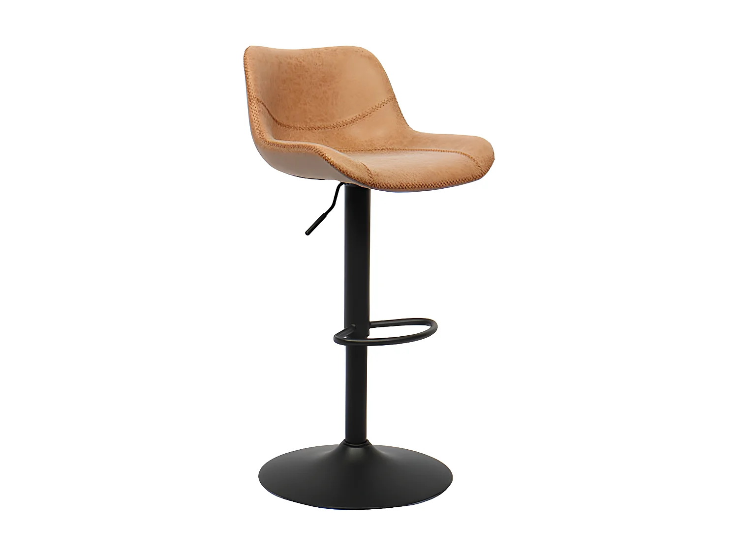 Tabouret de bar pivotant réglable Tilda PU cognac