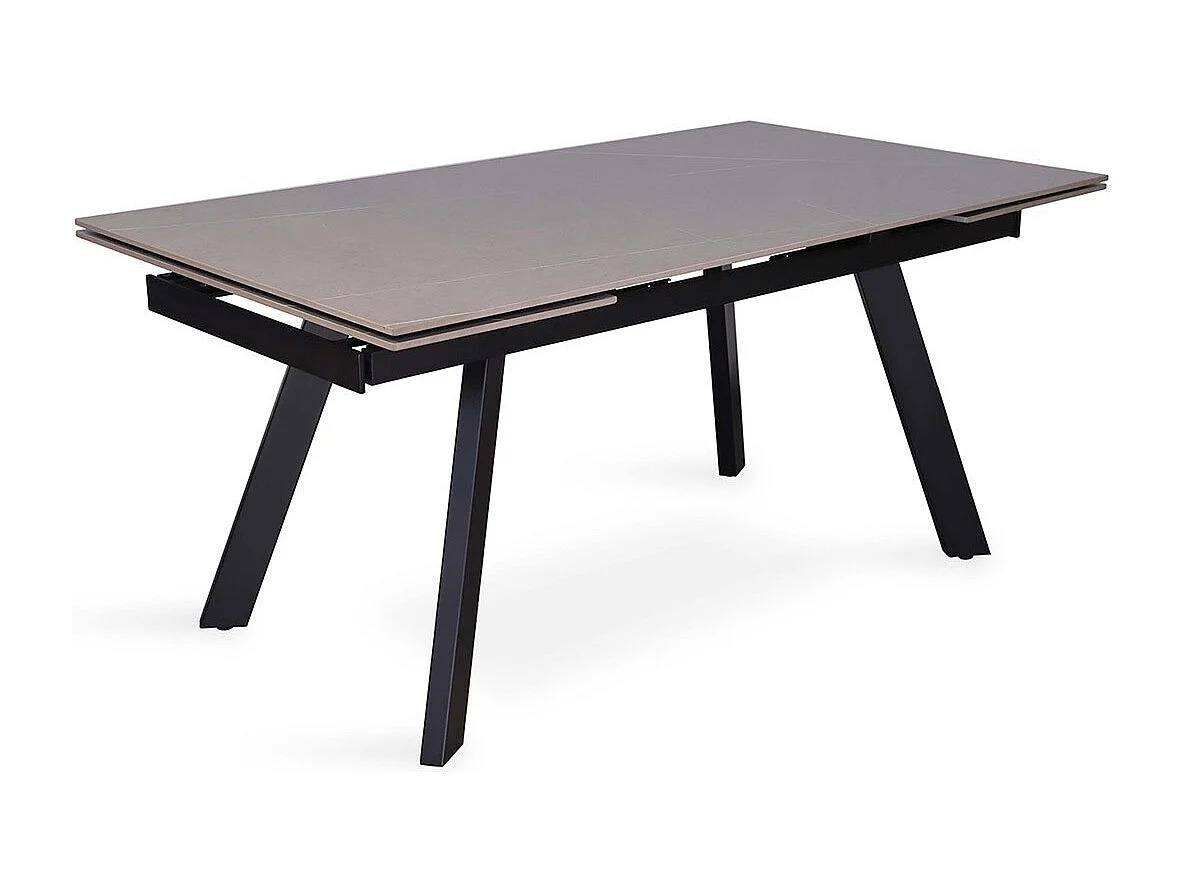 Ausziehbarer Esstisch für 10 Personen mit grauer Steinplatte, Kollektion LAROS. Struktur aus Metall.