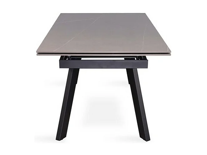 Ausziehbarer Esstisch für 10 Personen mit grauer Steinplatte, Kollektion LAROS. Struktur aus Metall.