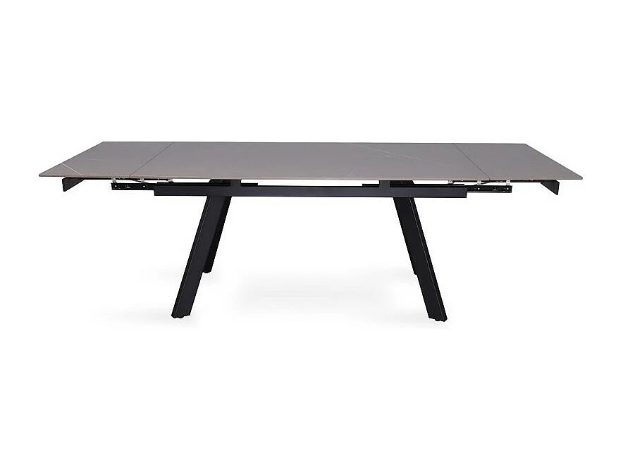 Ausziehbarer Esstisch für 10 Personen mit grauer Steinplatte, Kollektion LAROS. Struktur aus Metall.