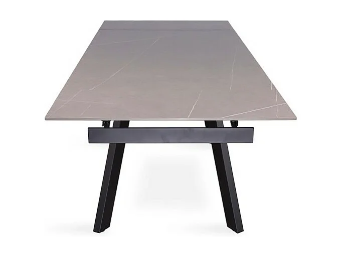 Ausziehbarer Esstisch für 10 Personen mit grauer Steinplatte, Kollektion LAROS. Struktur aus Metall.