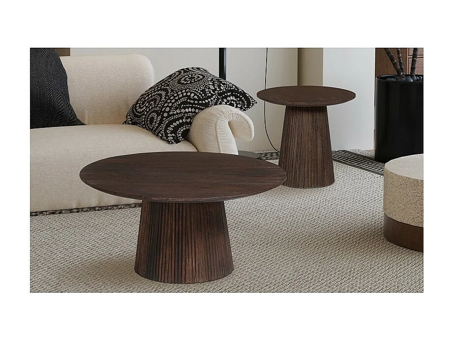 Runder Couchtisch MITCHEL – Exotisches Mangoholz, braun, Durchmesser 80 cm
