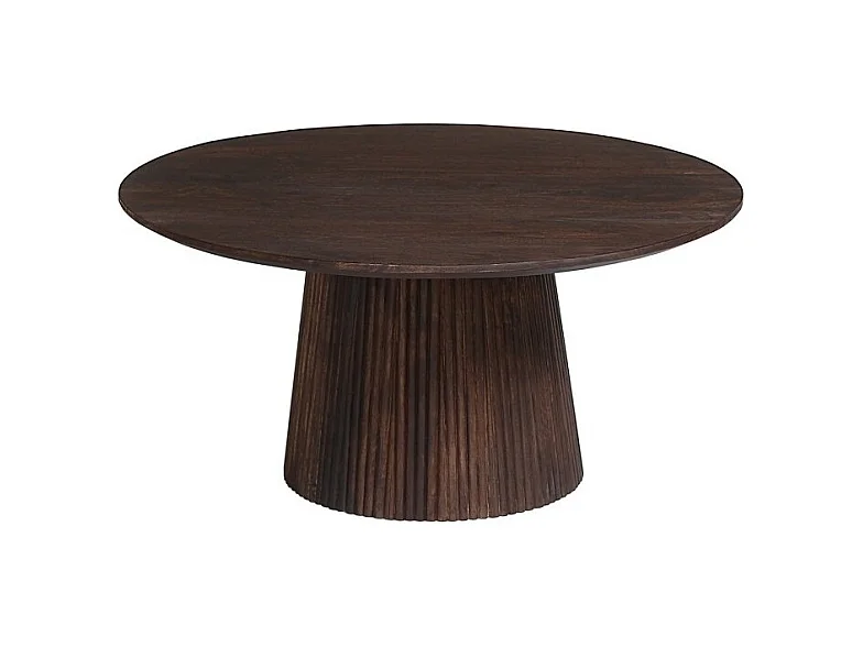 Table basse ronde MITCHEL – Bois exotique de manguier brun diamètre 80 cm
