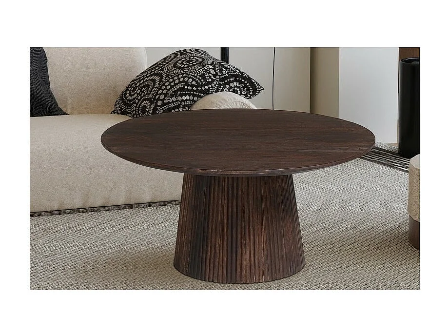 Ronde salontafel MITCHEL – Exotisch mangohout bruin diameter 80 cm