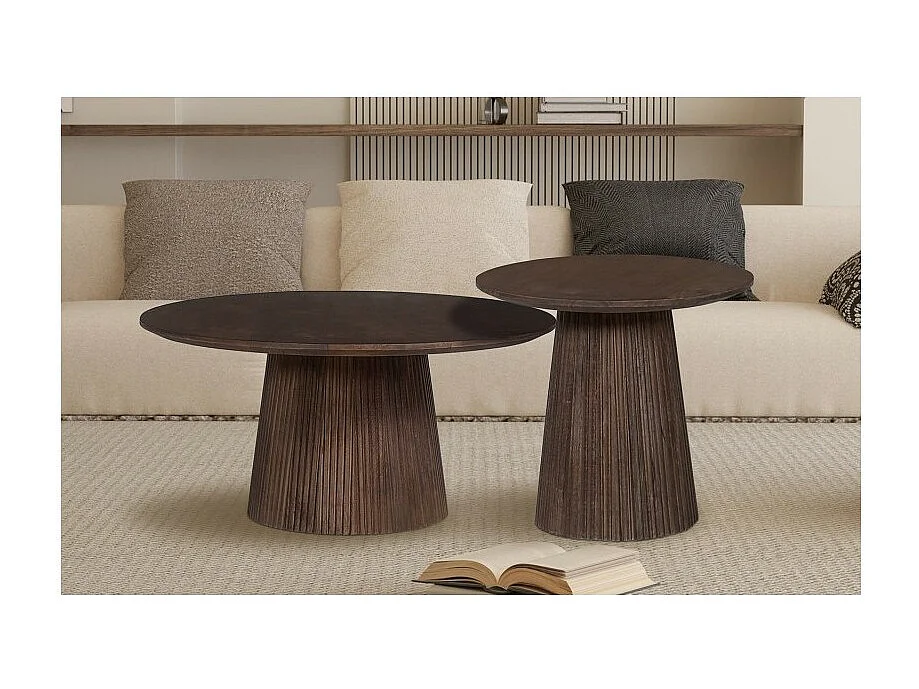 Ronde salontafel MITCHEL – Exotisch mangohout bruin diameter 80 cm