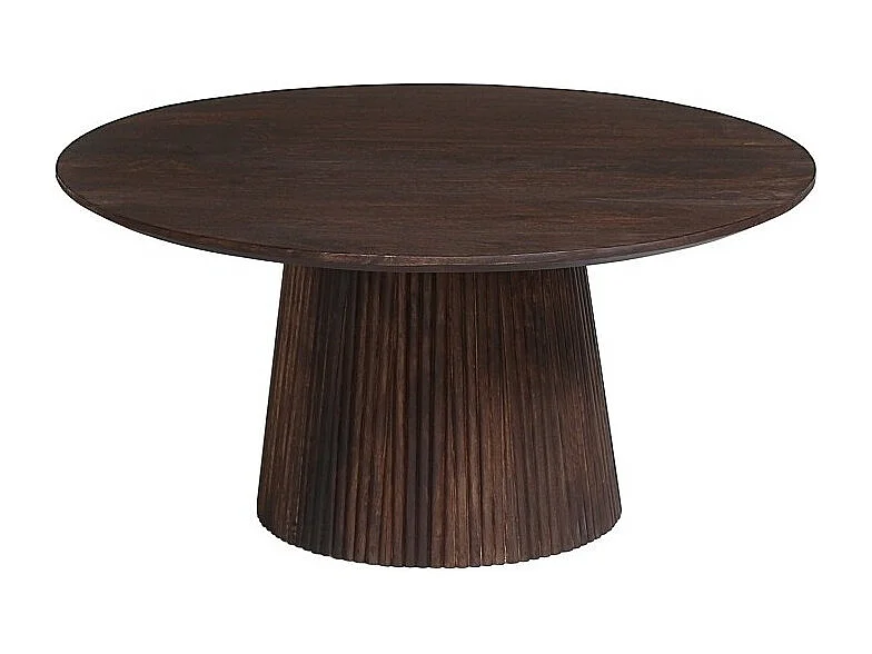 Table basse ronde MITCHEL – Bois exotique de manguier brun diamètre 80 cm