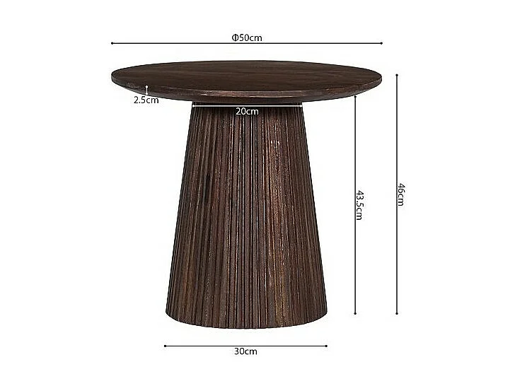 Table basse ronde MITCHEL – Bois exotique de manguier brun diamètre 50 cm