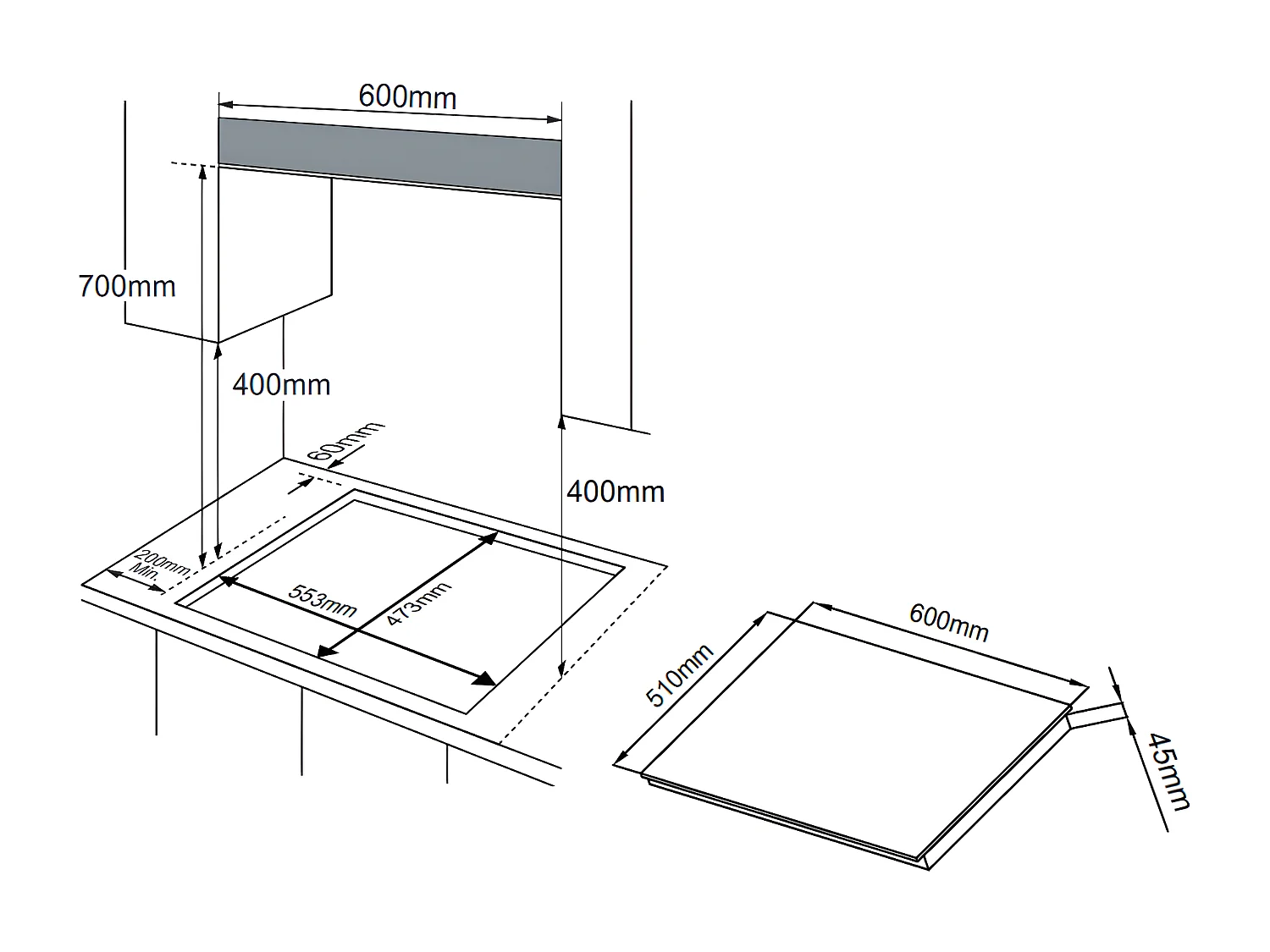 Amica Table de cuisson gaz 60cm 3 feux noir - ag3631n