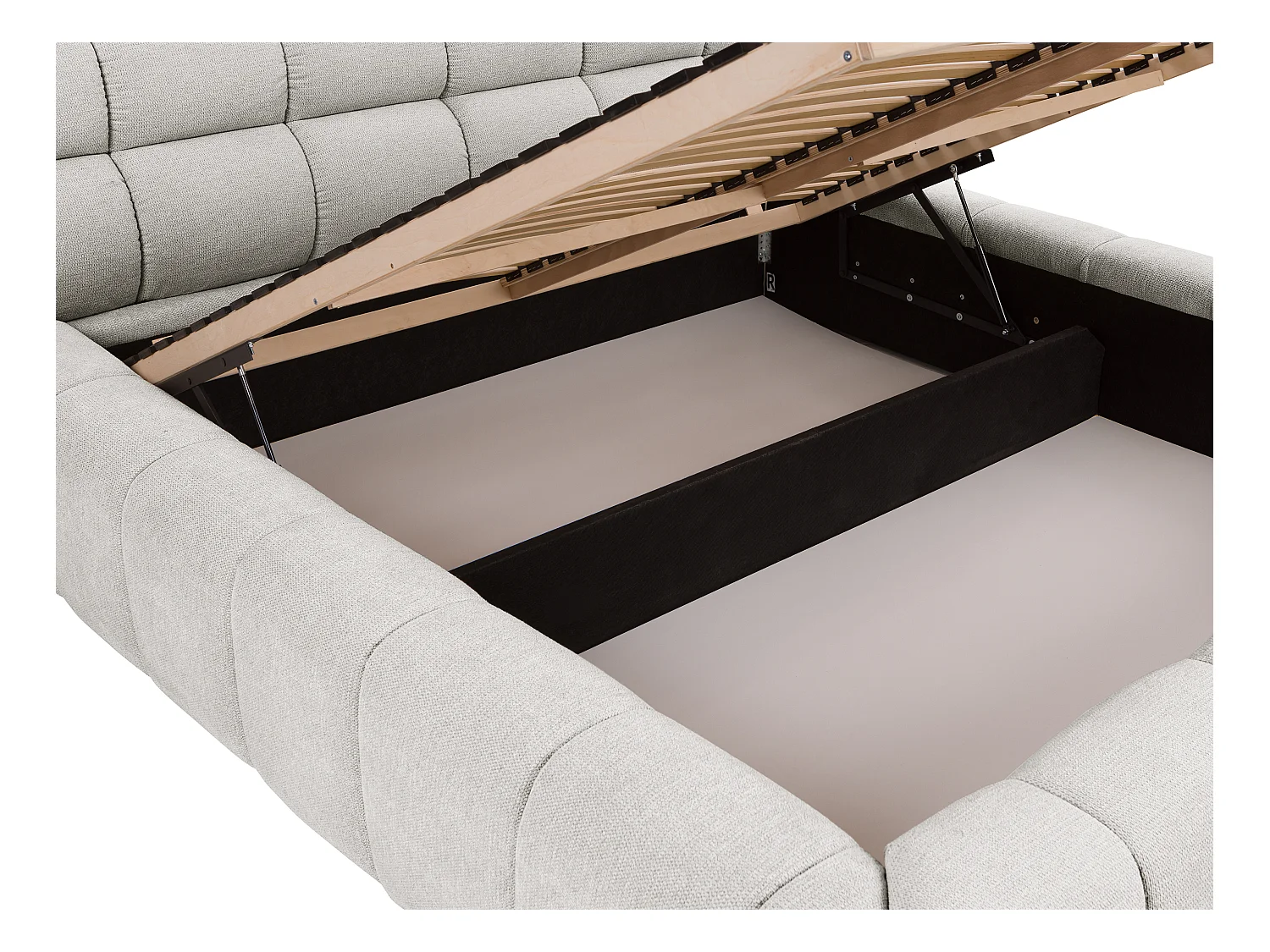 Bed met opbergruimte 160 x 200 cm - Stof - Lichtgrijs + matras - FORVIK van Pascal Morabito