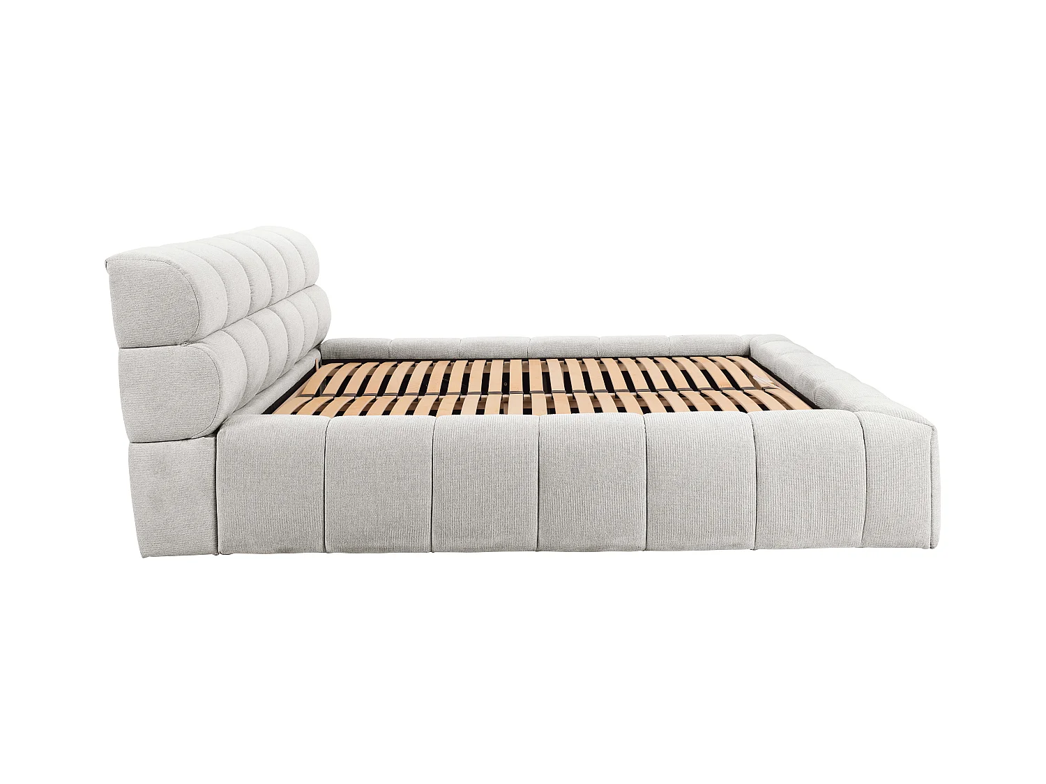 Bed met opbergruimte 160 x 200 cm - Stof - Lichtgrijs + matras - FORVIK van Pascal Morabito