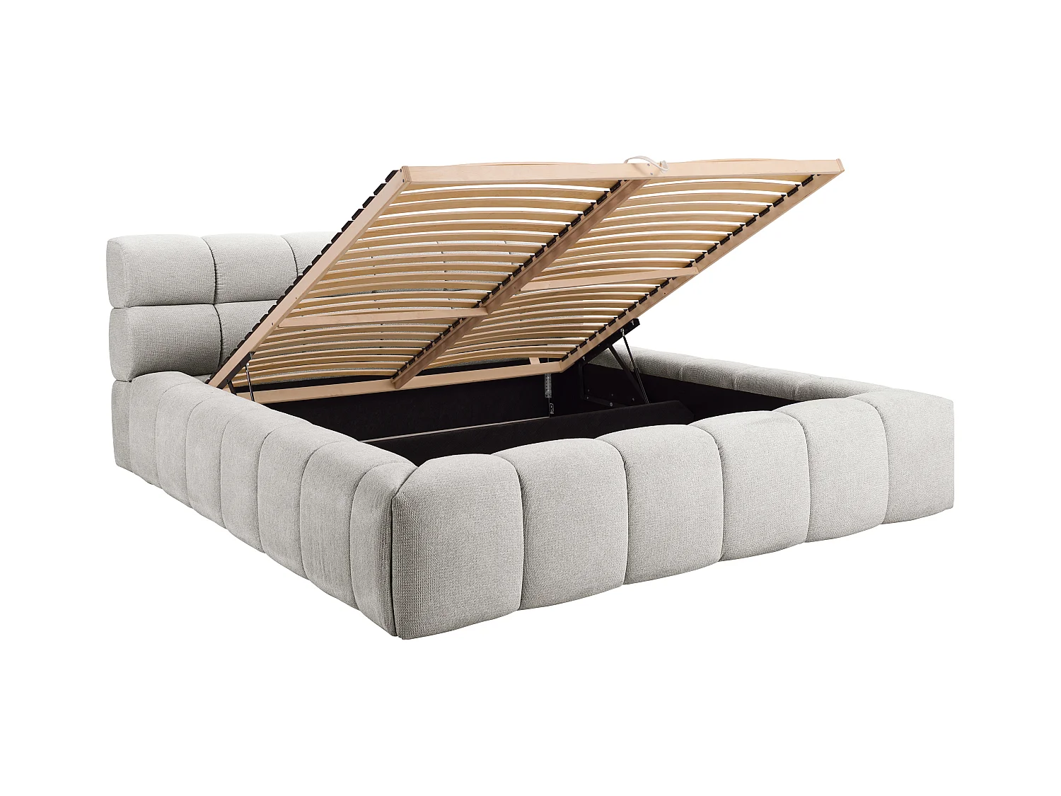 Bed met opbergruimte 160 x 200 cm - Stof - Lichtgrijs + matras - FORVIK van Pascal Morabito