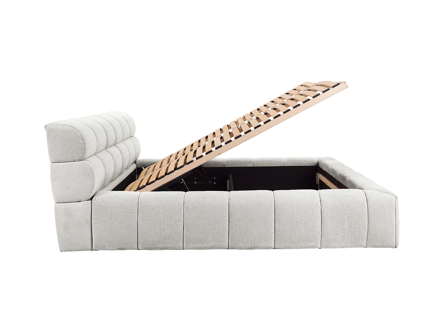 Bed met opbergruimte 160 x 200 cm - Stof - Lichtgrijs + matras - FORVIK van Pascal Morabito