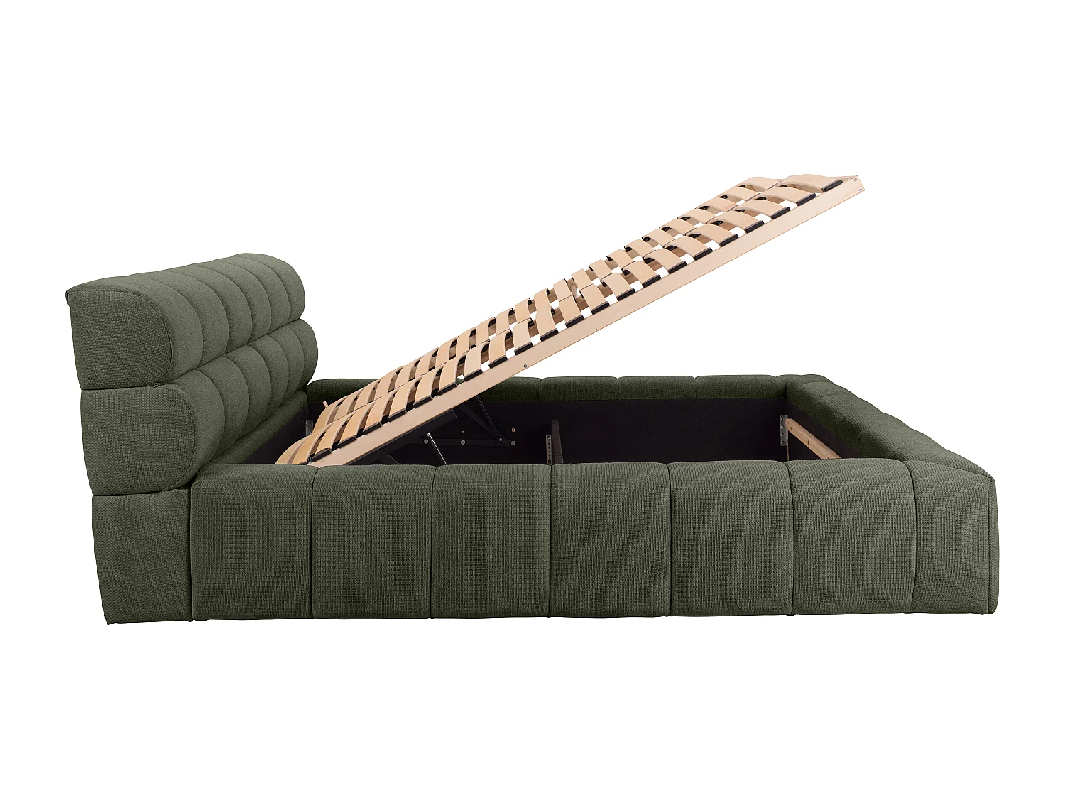 Lit coffre 160 x 200 cm - Tissu - Vert + Matelas - FORVIK de Pascal Morabito