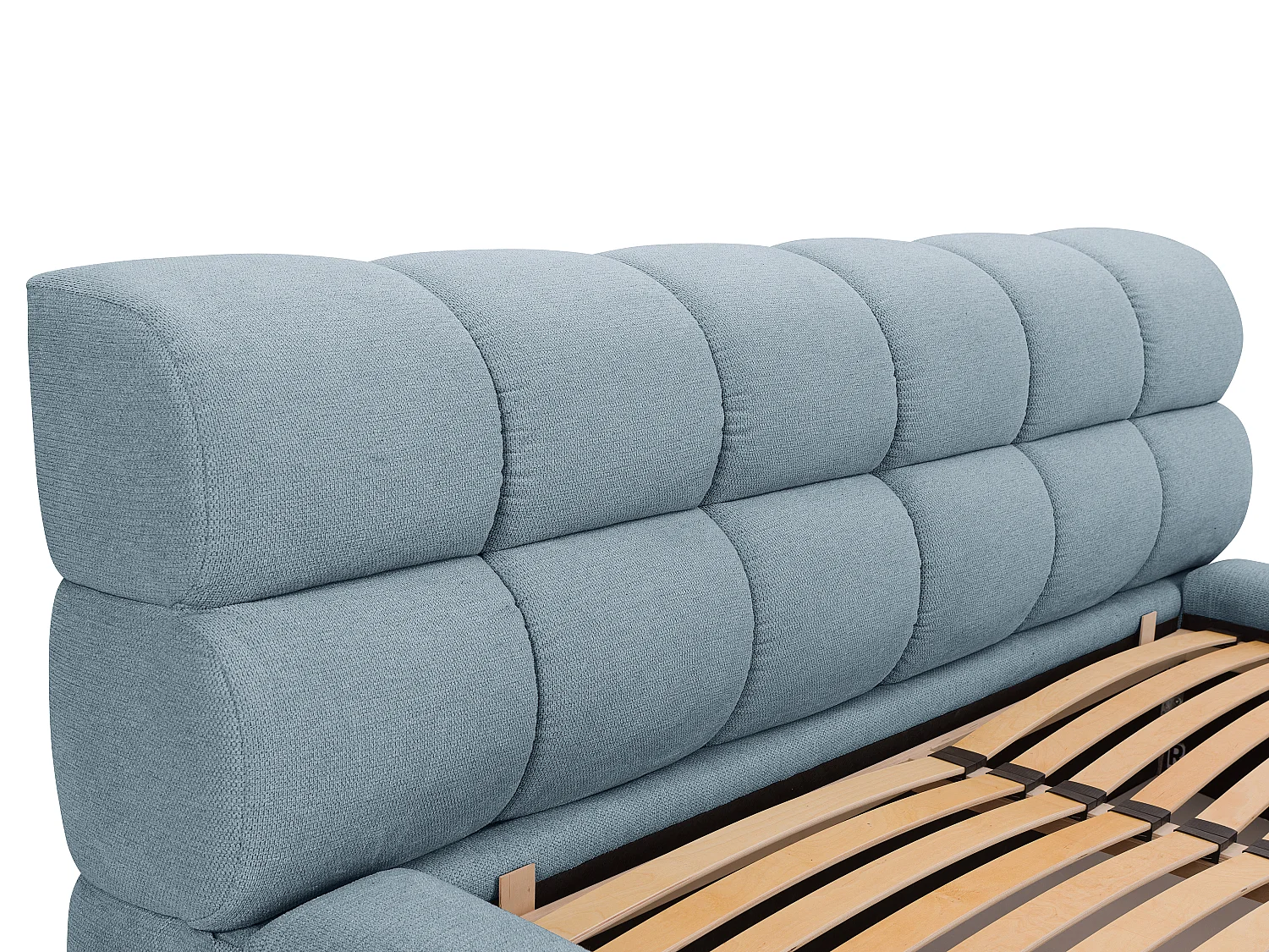 Bett mit Bettkasten + Matratze - 180 x 200 cm - Stoff - Hellblau - FORVIK von Pascal Morabito