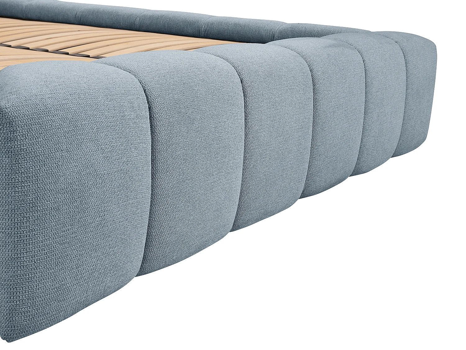 Bett mit Bettkasten + Matratze - 180 x 200 cm - Stoff - Hellblau - FORVIK von Pascal Morabito