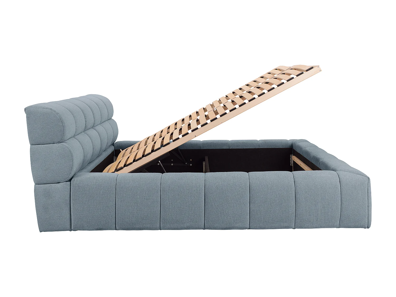 Bett mit Bettkasten + Matratze - 180 x 200 cm - Stoff - Hellblau - FORVIK von Pascal Morabito