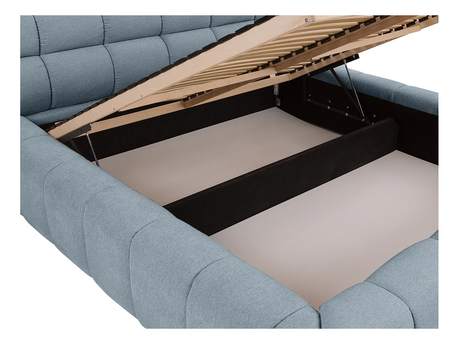 Lit coffre 180 x 200 cm - Tissu - Bleu ciel + Matelas - FORVIK de Pascal Morabito