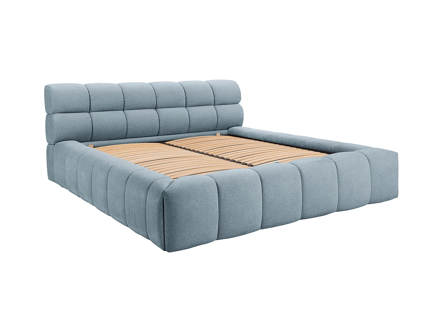 Lit coffre 180 x 200 cm - Tissu - Bleu ciel + Matelas - FORVIK de Pascal Morabito