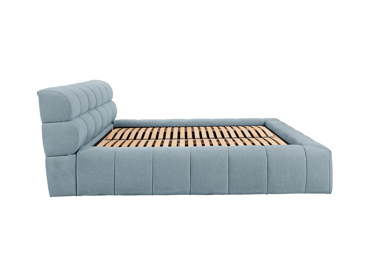 Lit coffre 180 x 200 cm - Tissu - Bleu ciel + Matelas - FORVIK de Pascal Morabito