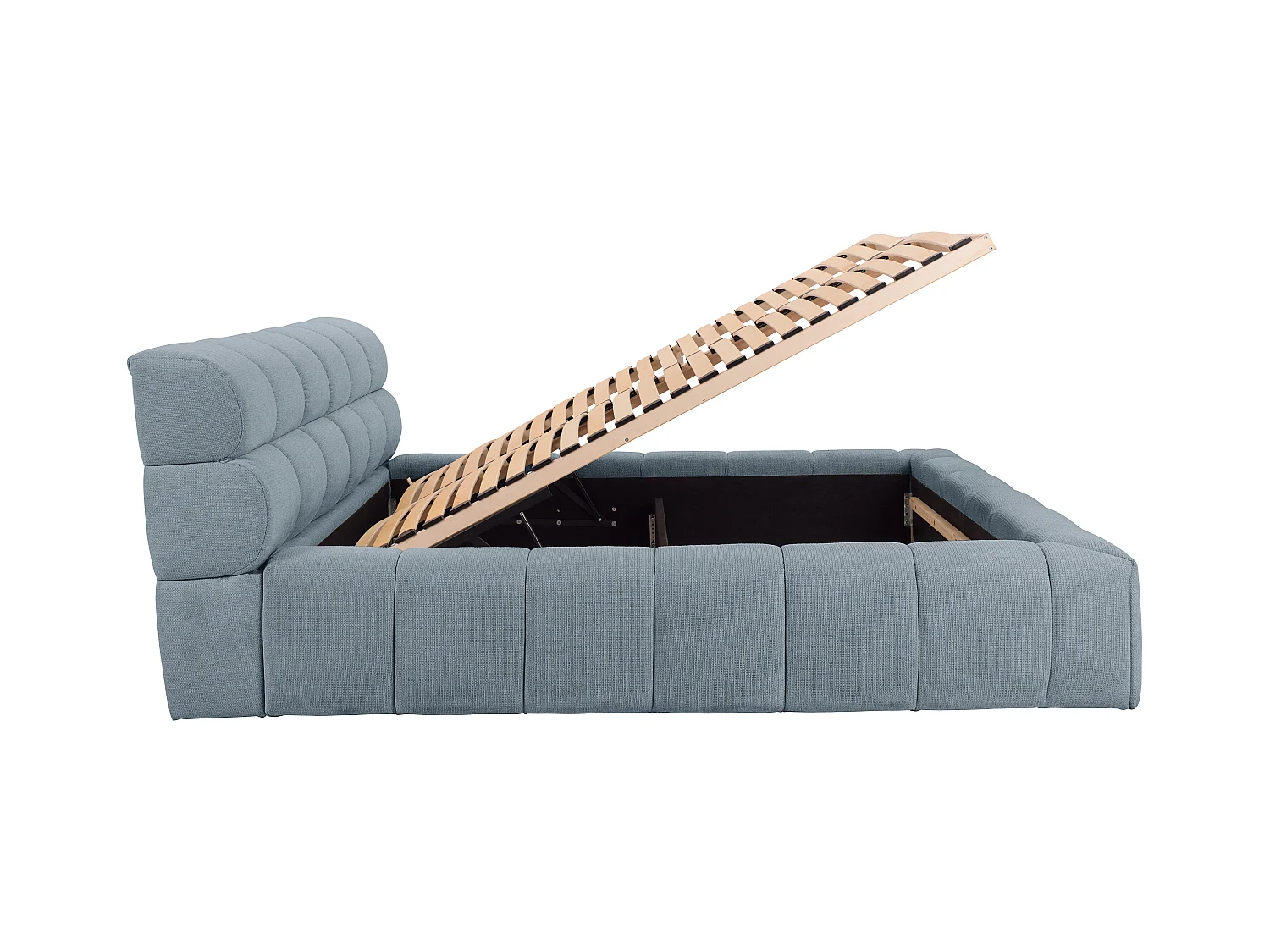 Lit coffre 180 x 200 cm - Tissu - Bleu ciel + Matelas - FORVIK de Pascal Morabito