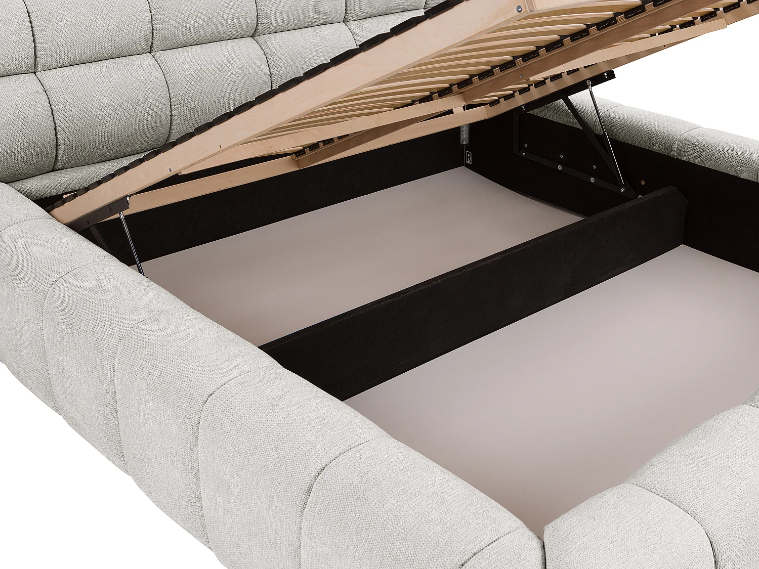 Bed met opbergruimte 180 x 200 cm - Stof - Lichtgrijs + matras - FORVIK van Pascal Morabito