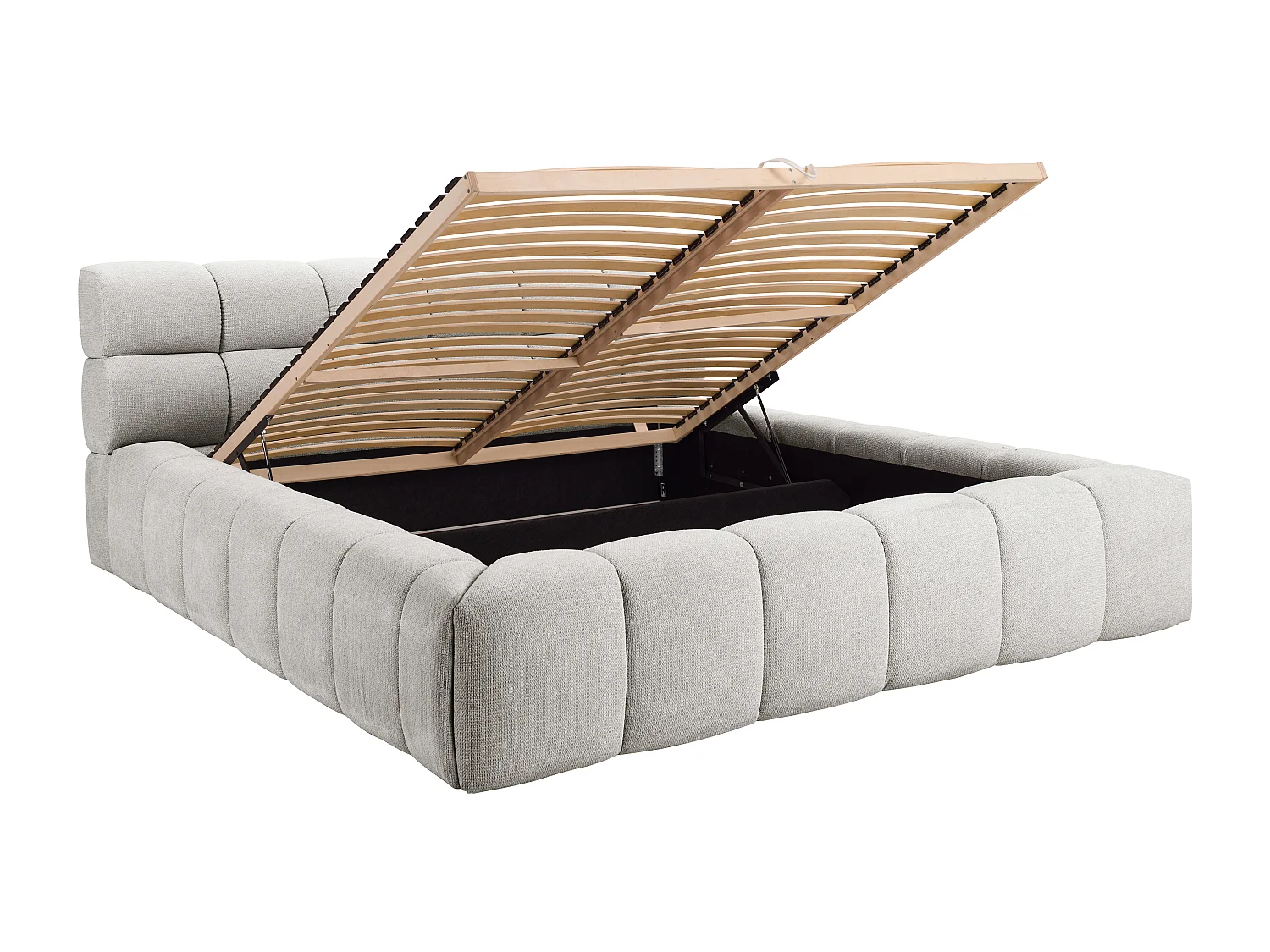 Bed met opbergruimte 180 x 200 cm - Stof - Lichtgrijs + matras - FORVIK van Pascal Morabito