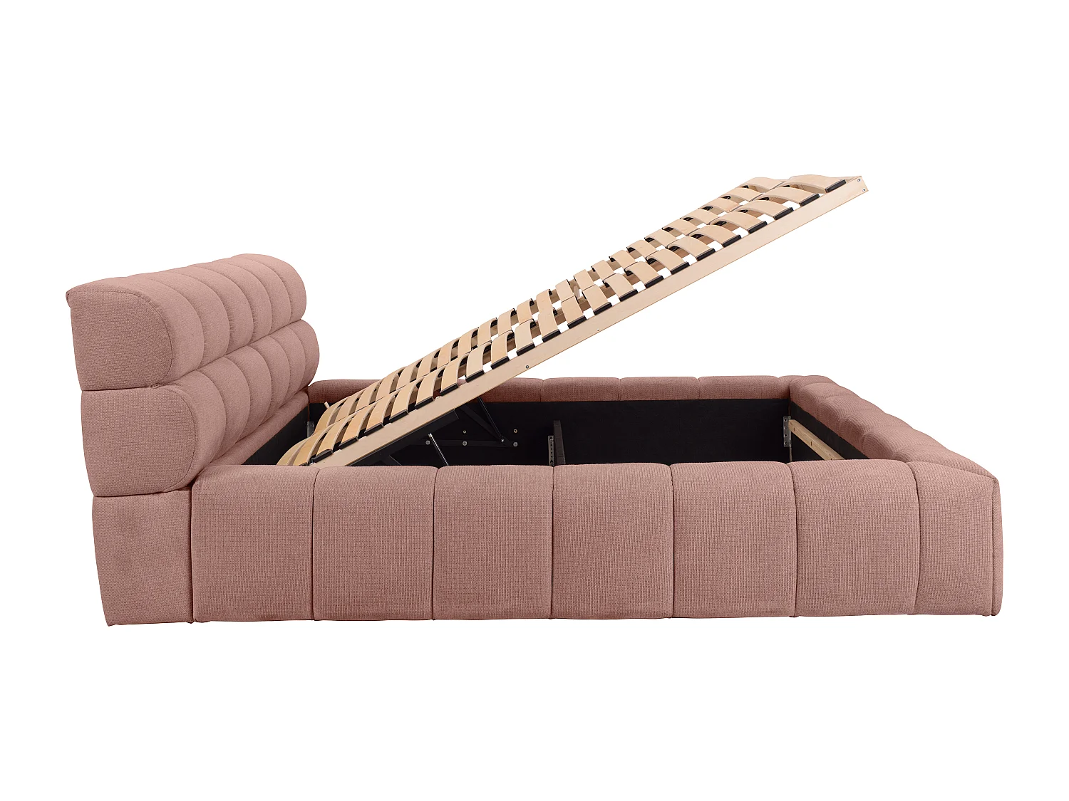 Lit coffre 180 x 200 cm - Tissu - Rose + Matelas - FORVIK de Pascal Morabito