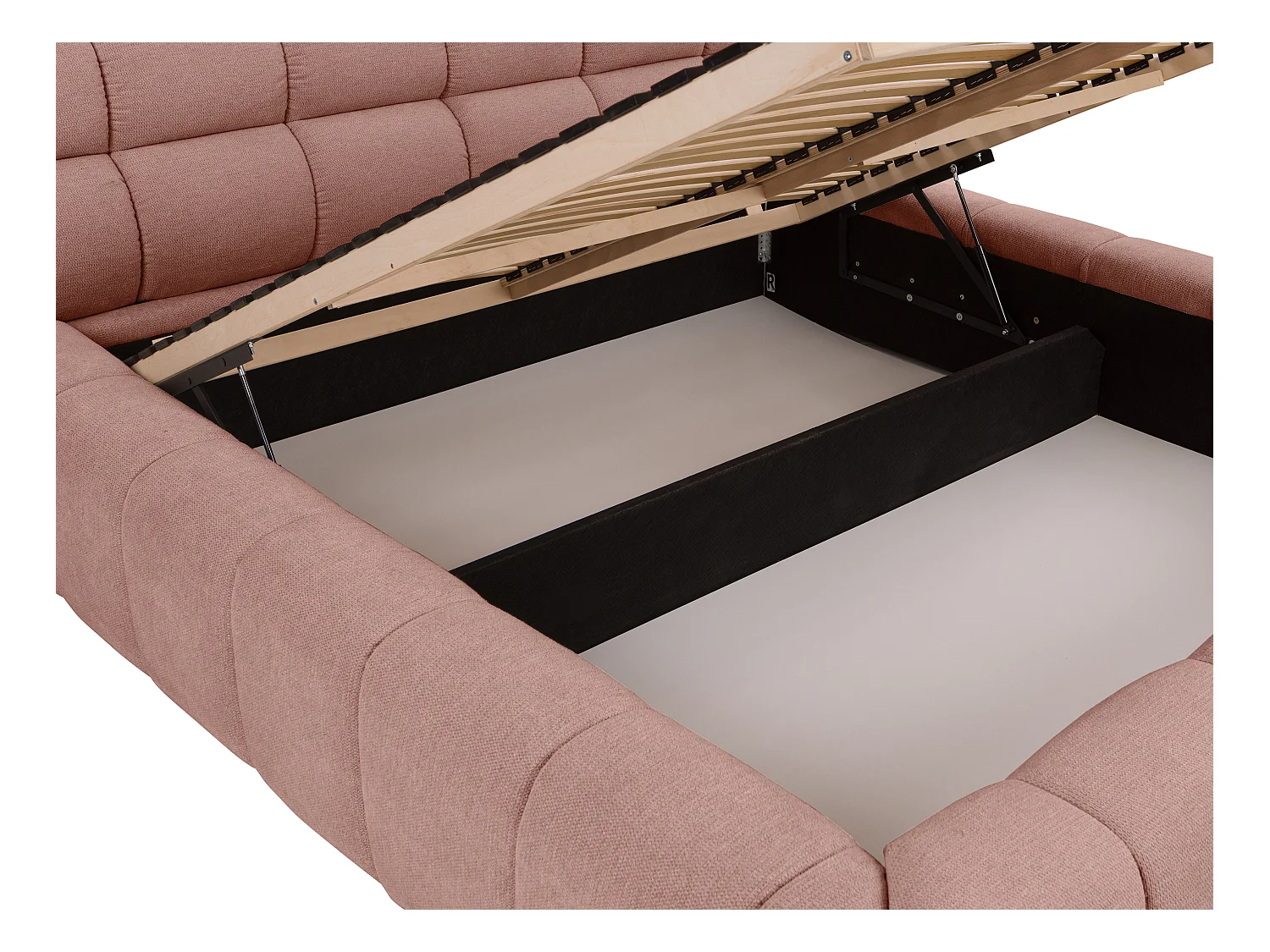 Lit coffre 180 x 200 cm - Tissu - Rose + Matelas - FORVIK de Pascal Morabito