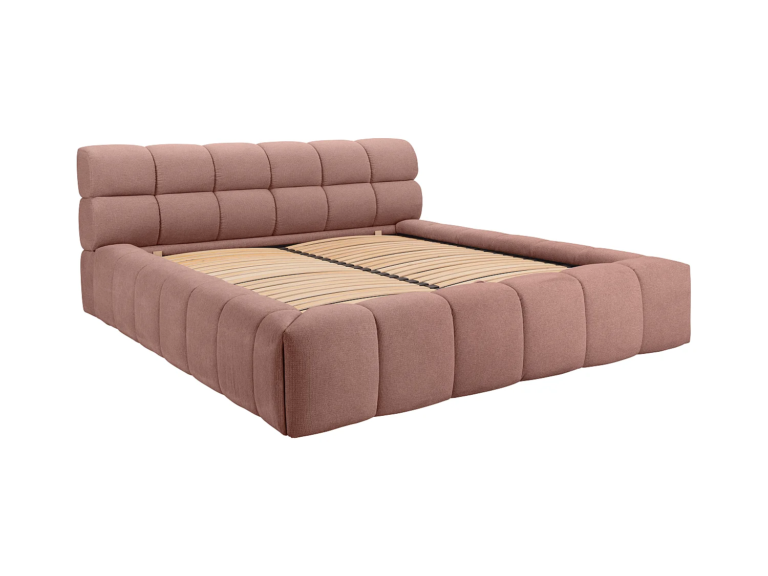 Lit coffre 180 x 200 cm - Tissu - Rose + Matelas - FORVIK de Pascal Morabito