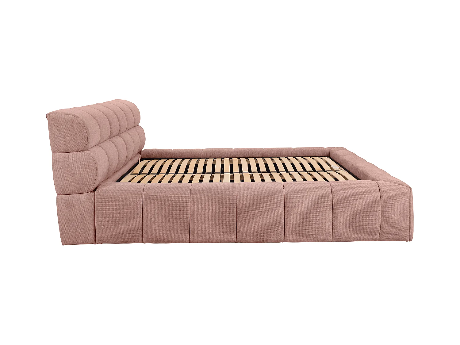 Lit coffre 180 x 200 cm - Tissu - Rose + Matelas - FORVIK de Pascal Morabito