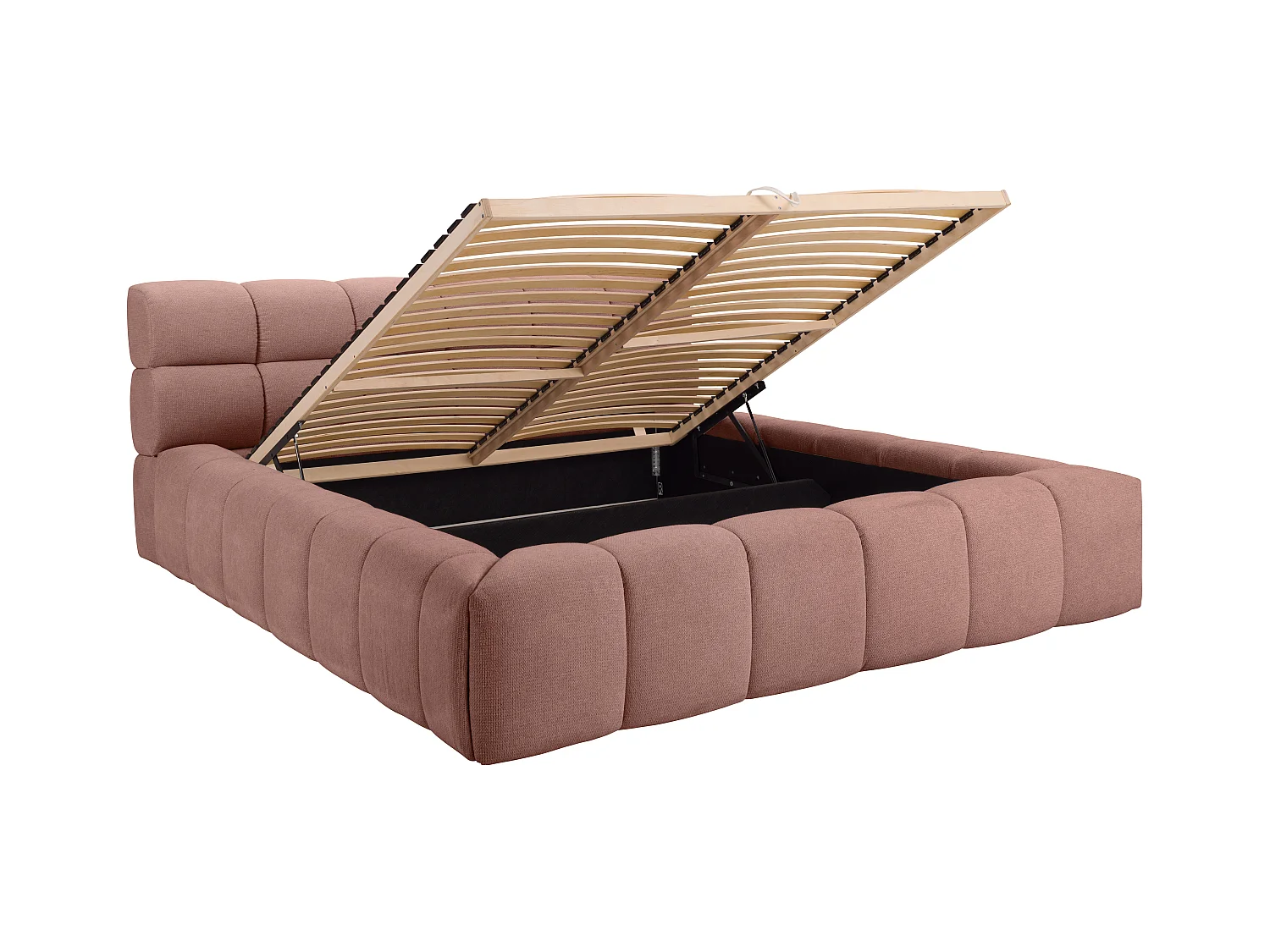 Lit coffre 180 x 200 cm - Tissu - Rose + Matelas - FORVIK de Pascal Morabito