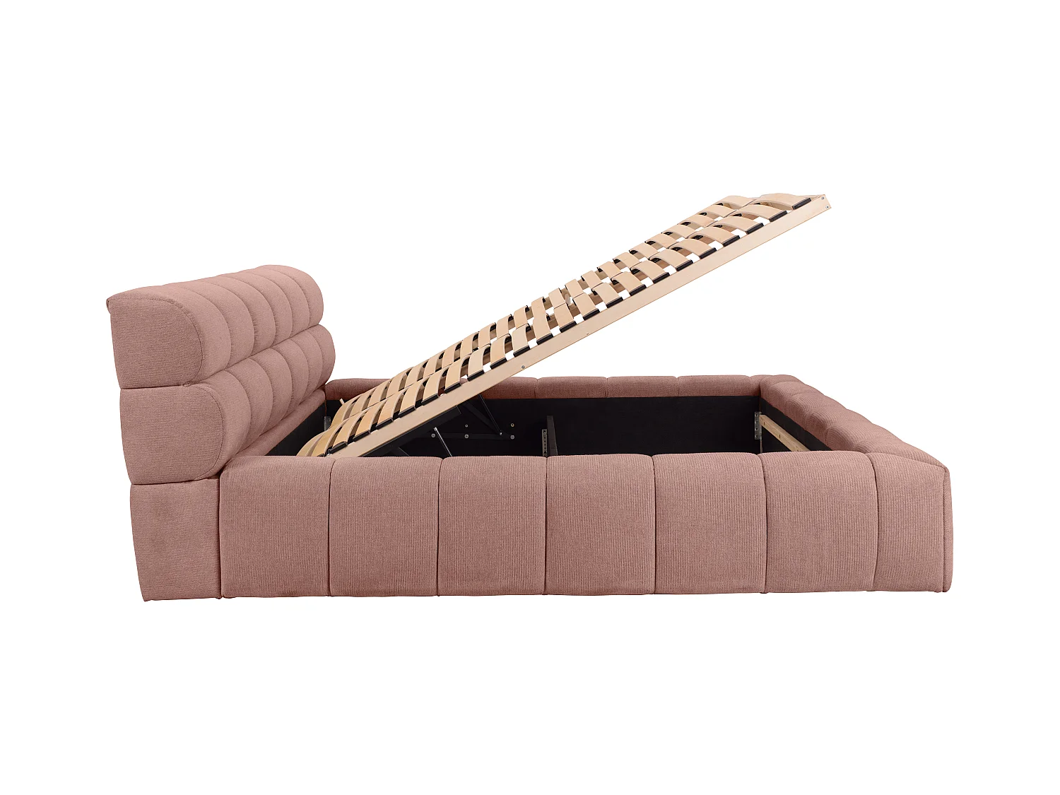 Lit coffre 180 x 200 cm - Tissu - Rose + Matelas - FORVIK de Pascal Morabito