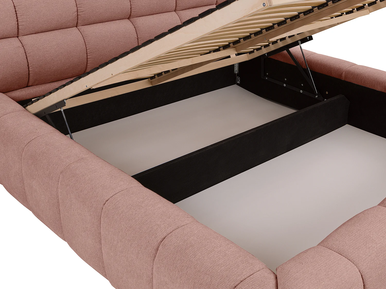 Lit coffre 180 x 200 cm - Tissu - Rose + Matelas - FORVIK de Pascal Morabito