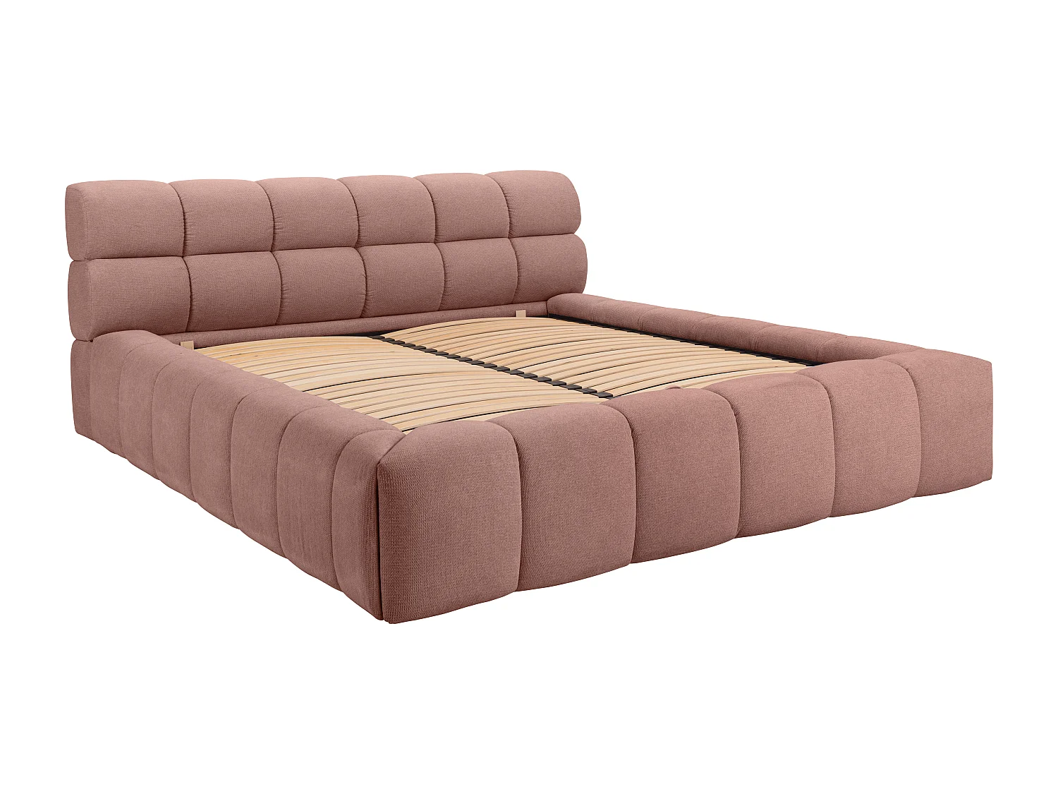Lit coffre 180 x 200 cm - Tissu - Rose + Matelas - FORVIK de Pascal Morabito