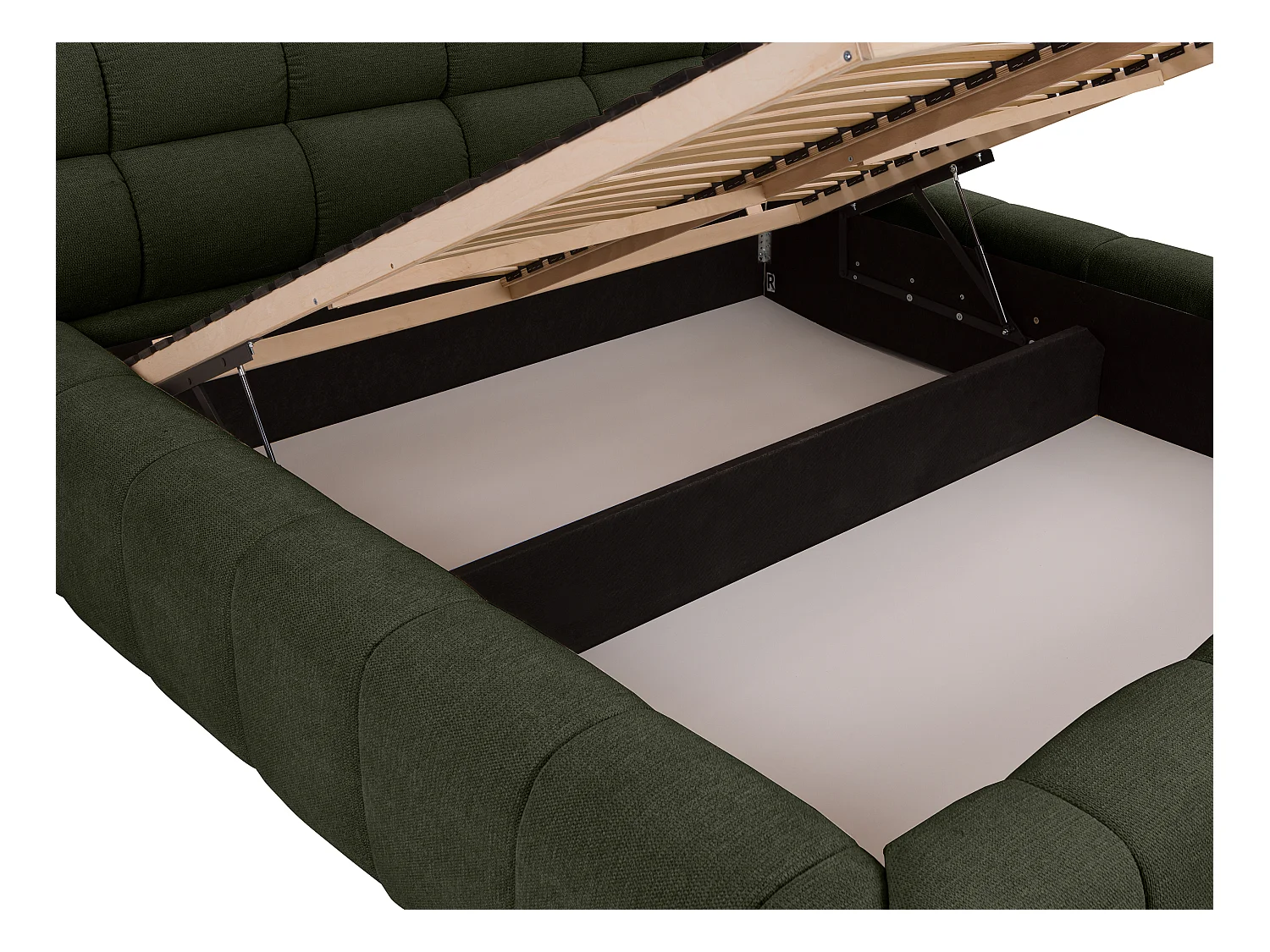Bed met opbergruimte 180 x 200 cm - Stof - Groen + matras - FORVIK van Pascal Morabito