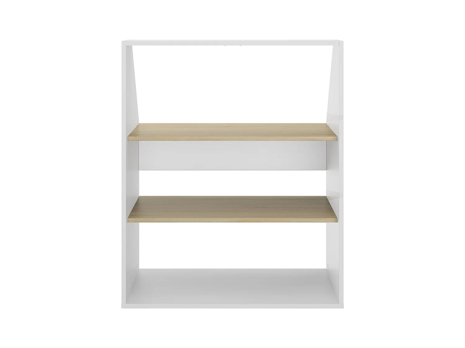 Schrank unter Dachschräge mit 2 Regalböden - Weiß & Holzfarben - ADEZIO