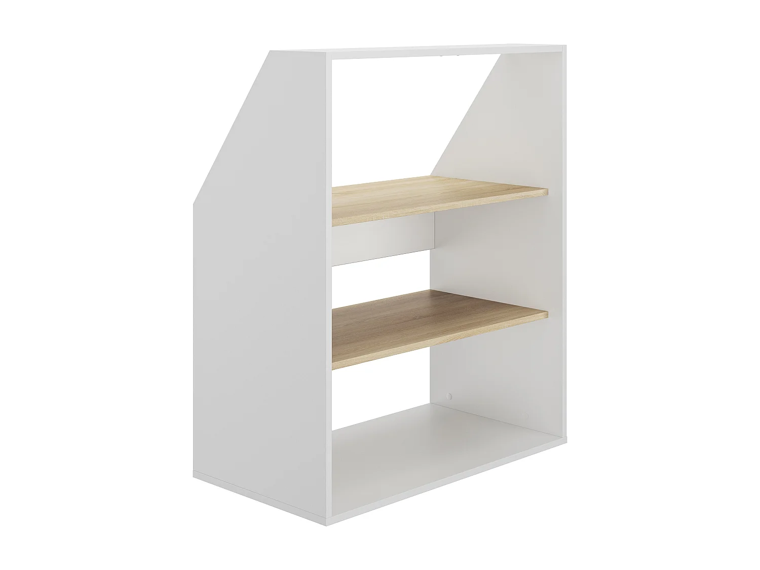 Móvel com inclinação, 2 prateleiras branco e natural - ADEZIO