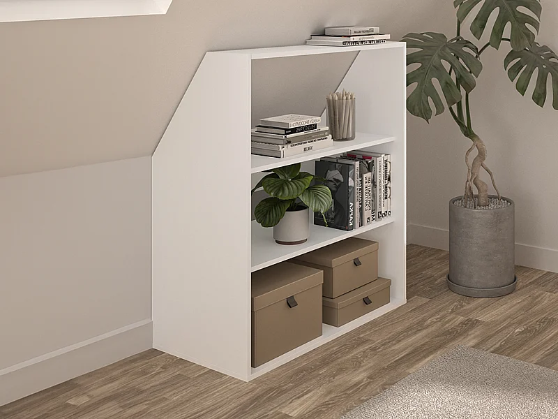 Mobile per mansarda 2 scaffali Bianco  - ADEZIO