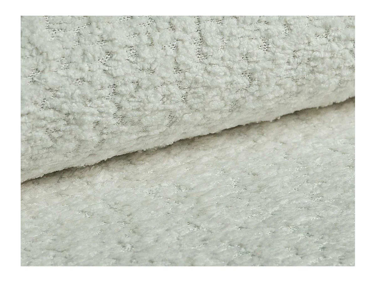 Canapé d'angle droit convertible en tissu bouclette blanc ivoire AREMIA