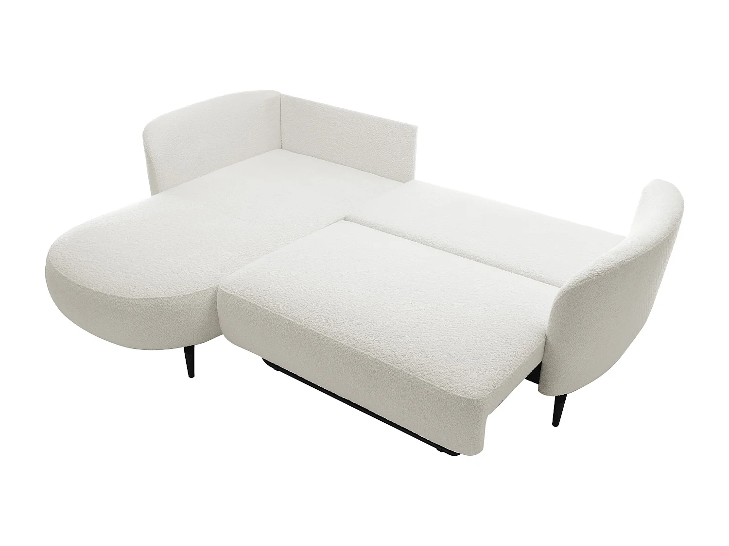 Divano letto angolo a sinistra convertibile in Tessuto bouclette Bianco avorio  - AREMIA