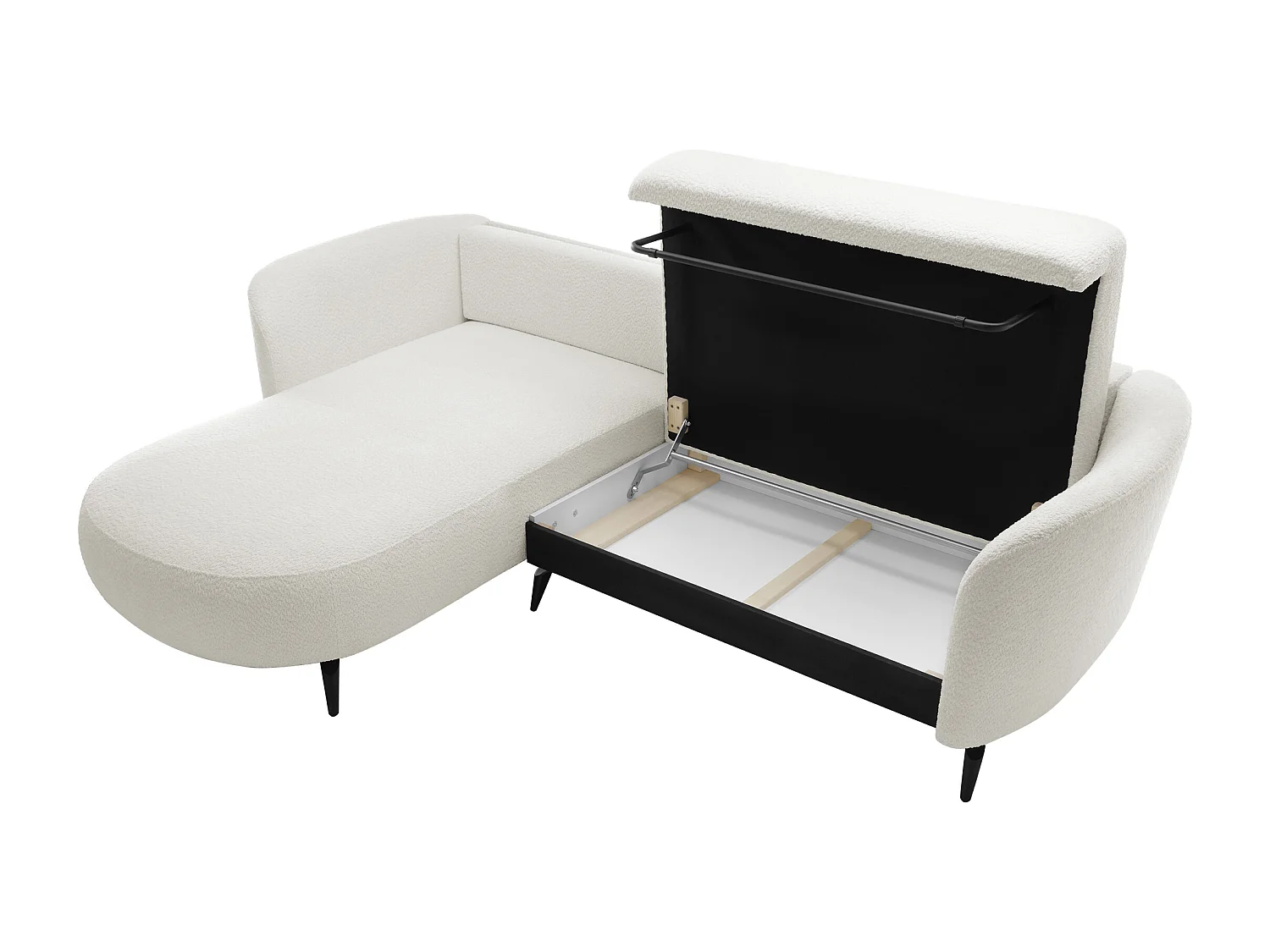 Divano letto angolo a sinistra convertibile in Tessuto bouclette Bianco avorio  - AREMIA
