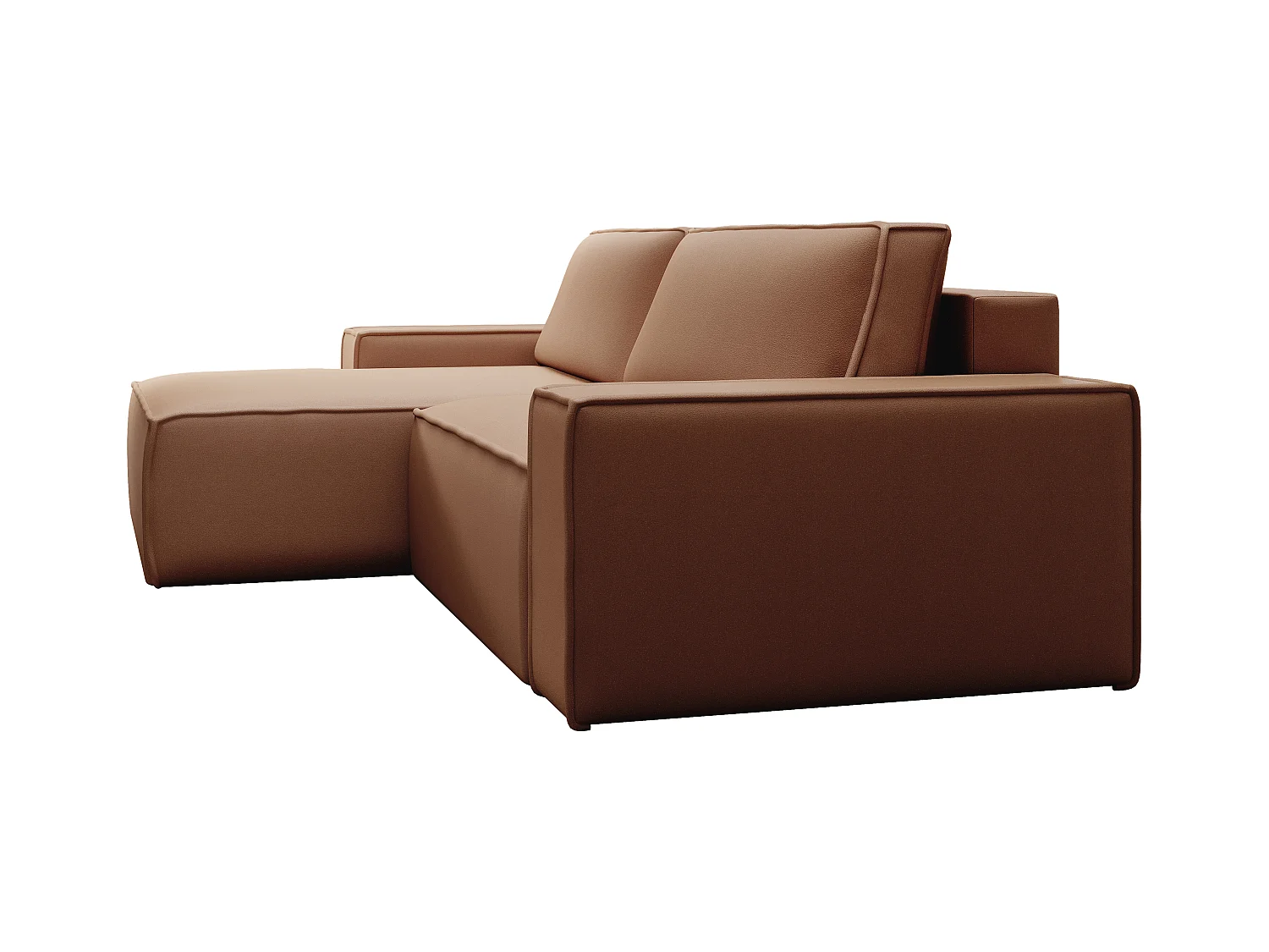 Canapé d'angle gauche convertible en tissu effet cuir marron AMELIA