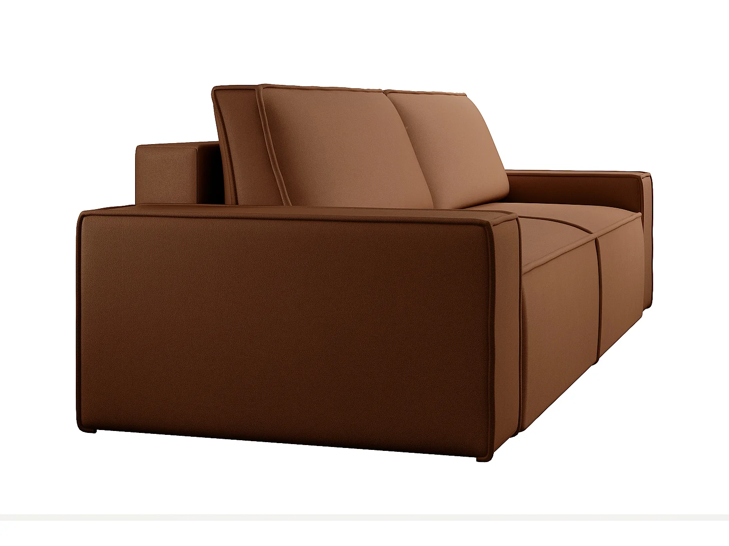 Vierzits-hoekslaapbank van bruine stof met leereffect AMELIA