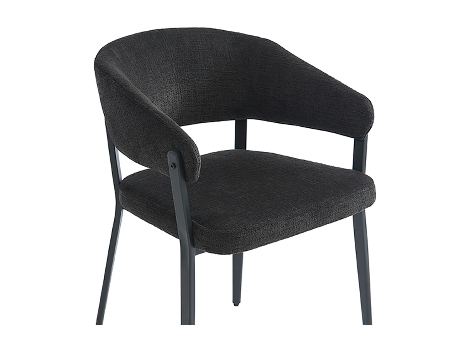 Lot de 6 chaises avec accoudoirs en tissu et métal - Noir - AVRELA